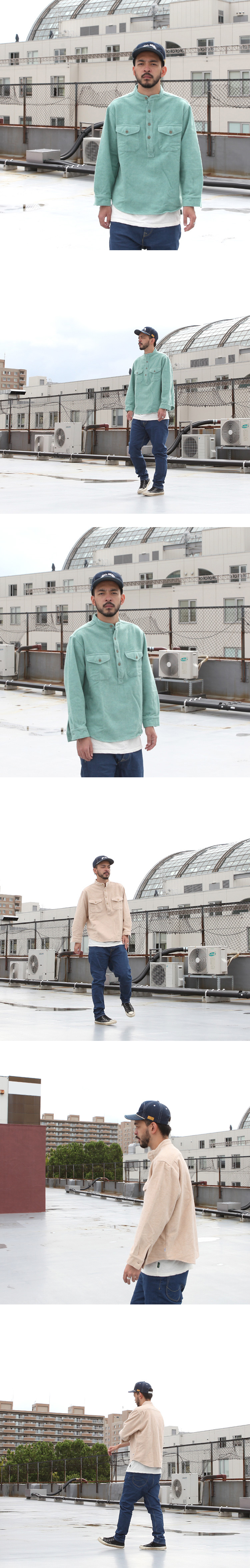 GOWEST NO COLLAR PULLOVER SHIRTS / COTTON MELTON