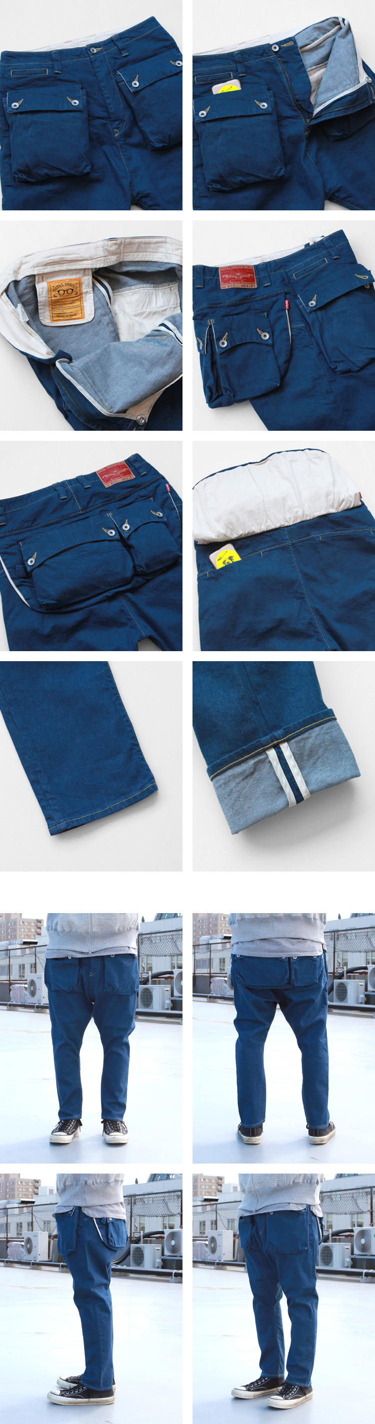 NATAL DESIGN G55 Sarouel Flap Denim Pants -OLD BLUE- | Brownfloor