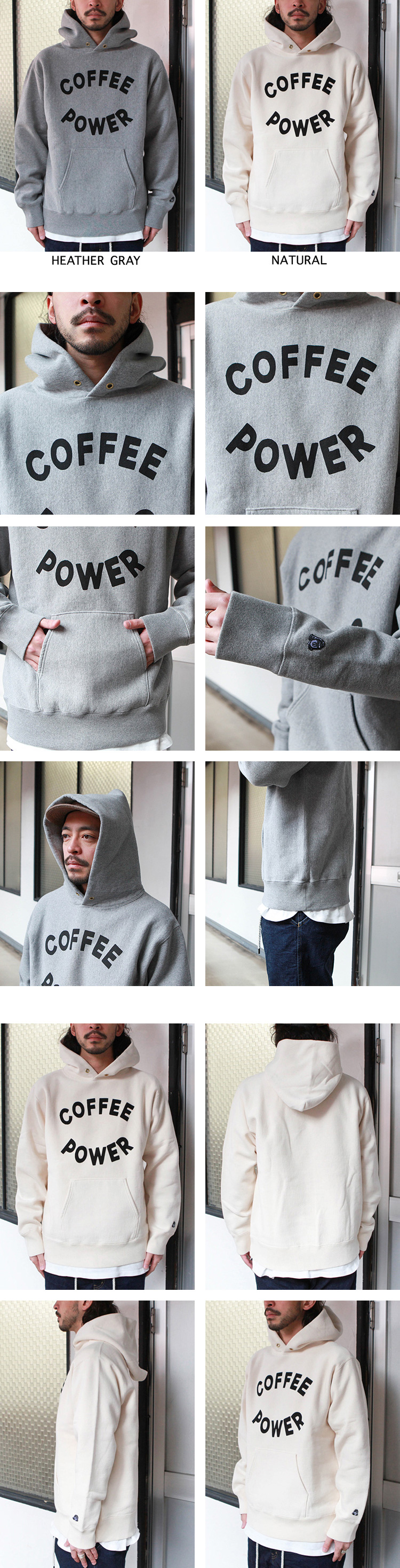COFFEE POWER RAGLAN SLEEVE SWEATSHIRT designed by Yunosuke