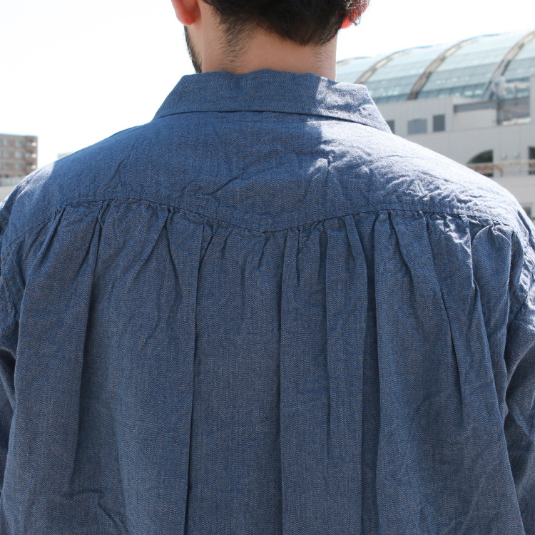 GOWEST WIDE WESTERN OPEN SHIRTS / INDIGO HEATHER CHAMBRAY