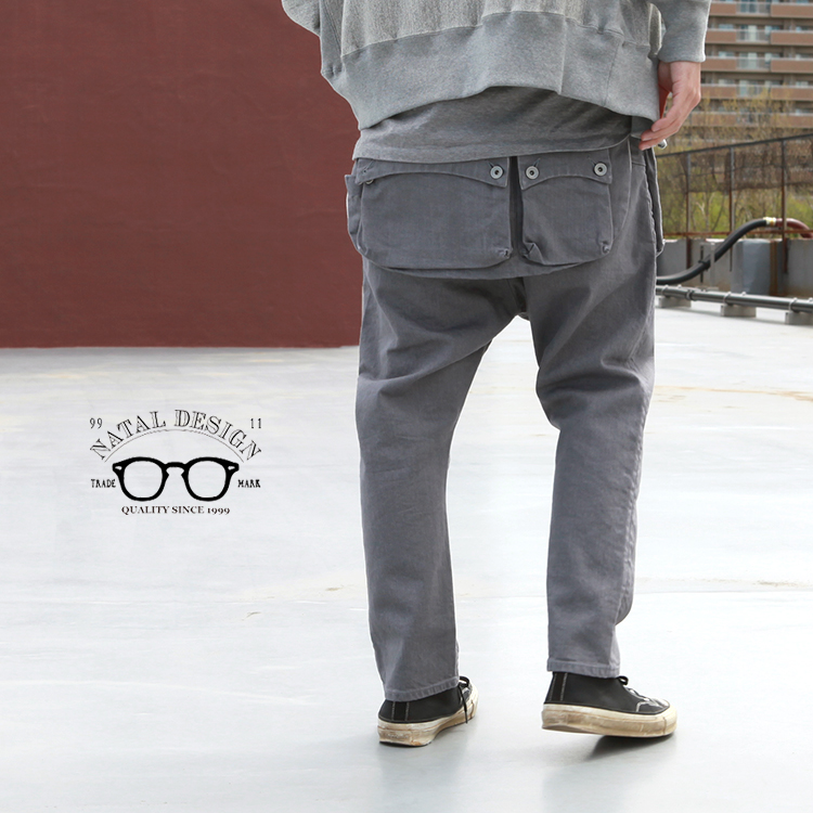 NATAL DESIGN G55 Sarouel Flap Denim Pants -GRAY