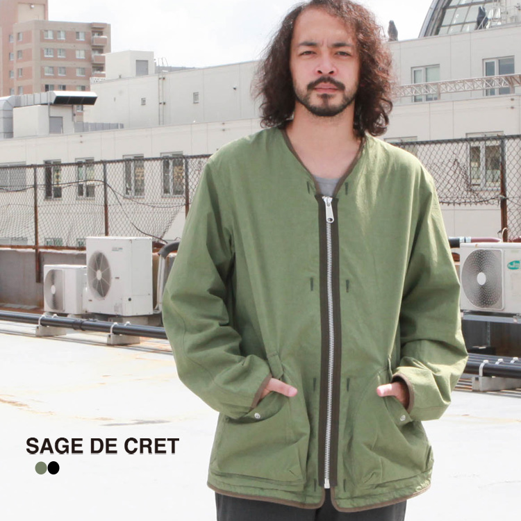 SAGE DE CRET コットンダンプ×フラノ リバーシブルノーカラー