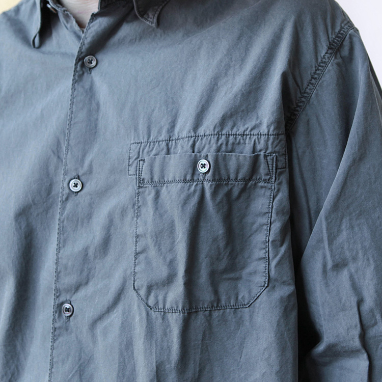 新品hobo ARTISAN L/S SHIRT ARTISAN L/S SHIRT COTTON BROAD CHARCOAL DYED (S3401) | hobo